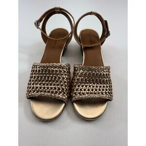 Lucky Brand Gold Woven Block Heel Sandals | Size 9 | New Without Box